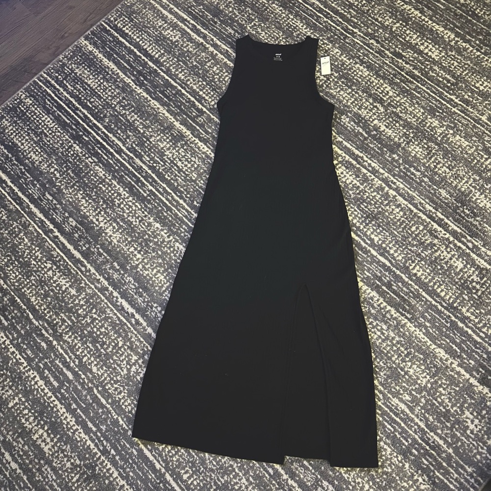 Aerie Black Ribbed Maxi Dress Medium NWT